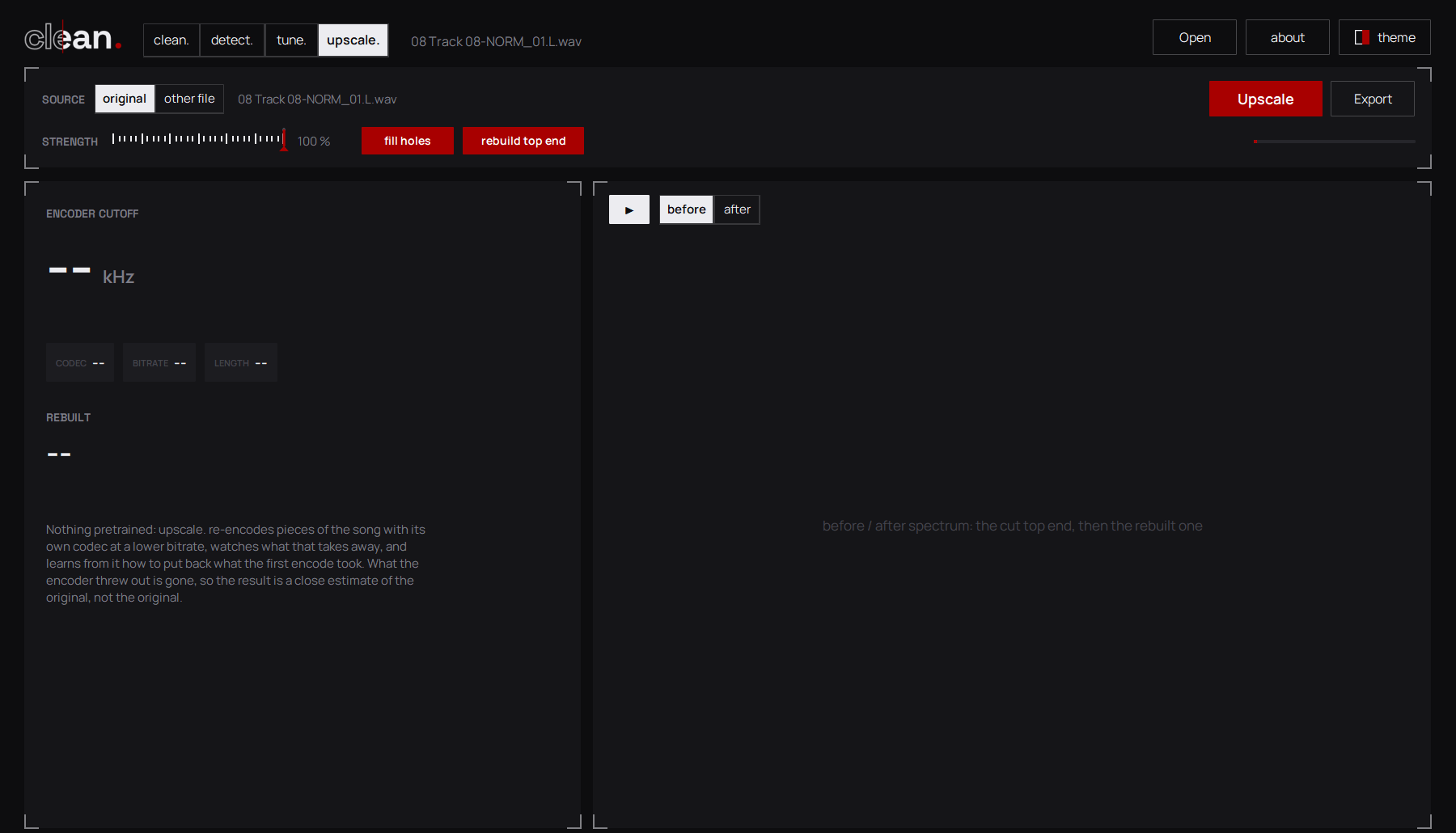 The upscale. tab